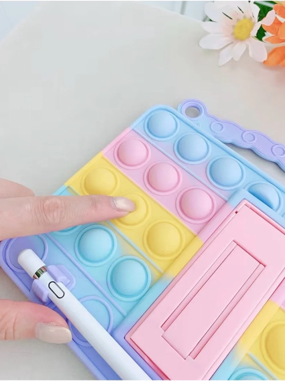 Pop Fidget Toy Push It Bubble Case For iPad 6th 5th generation - pen not Incl